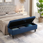 59' Bed Bench with Storage  Blue Fabric - Grand Goldman Shop