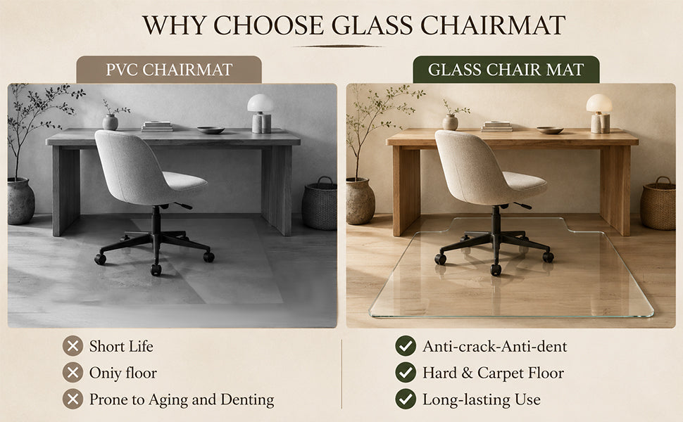 CLEAR Irregular Tempered Glass Chair Mat 36X47 INCH - Grand Goldman