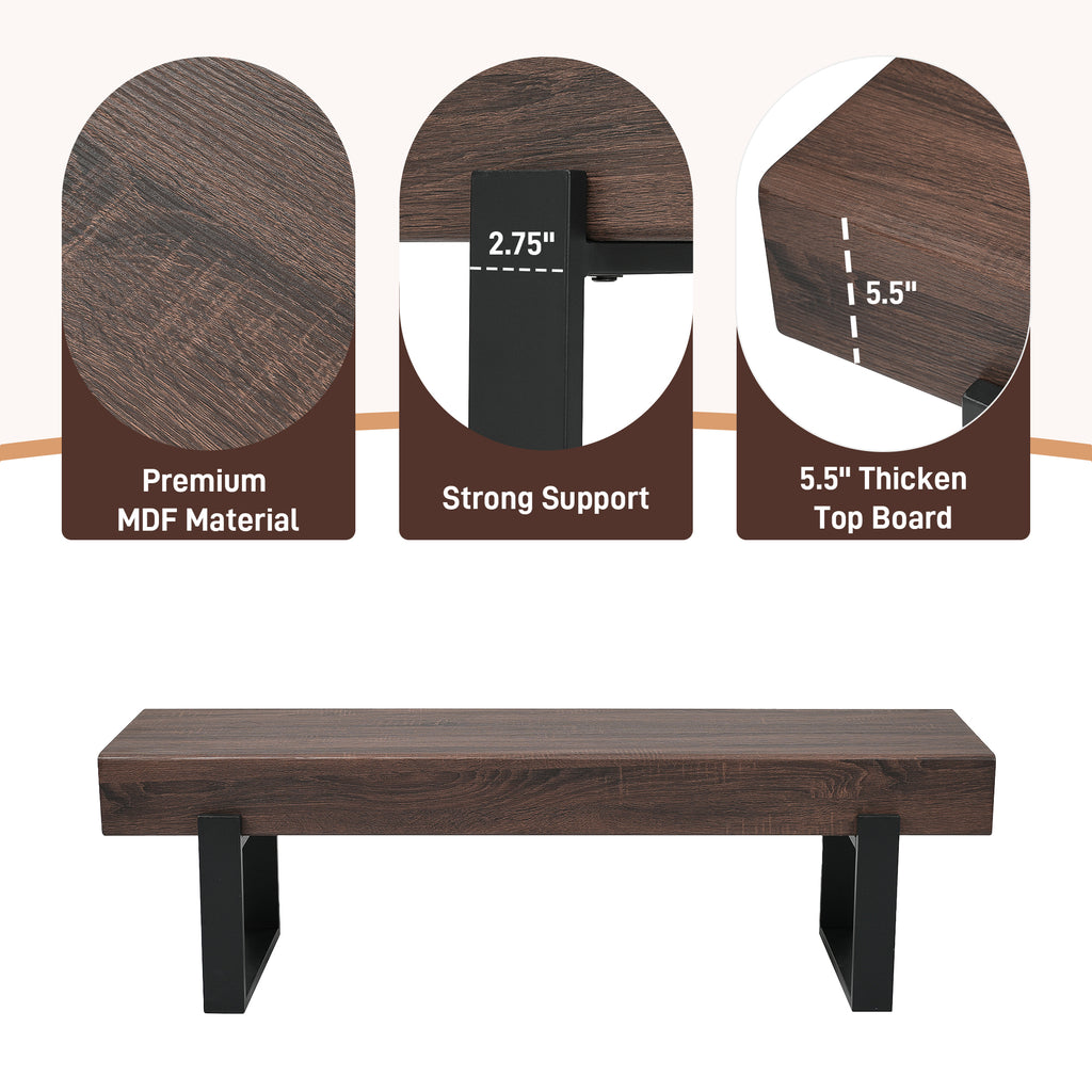 59' Dining Bench, Farmhouse Indoor Kitchen Table Benches, Bed Bench, Industrial Shoe Bench, Entryway Benches - Grand Goldman Shop