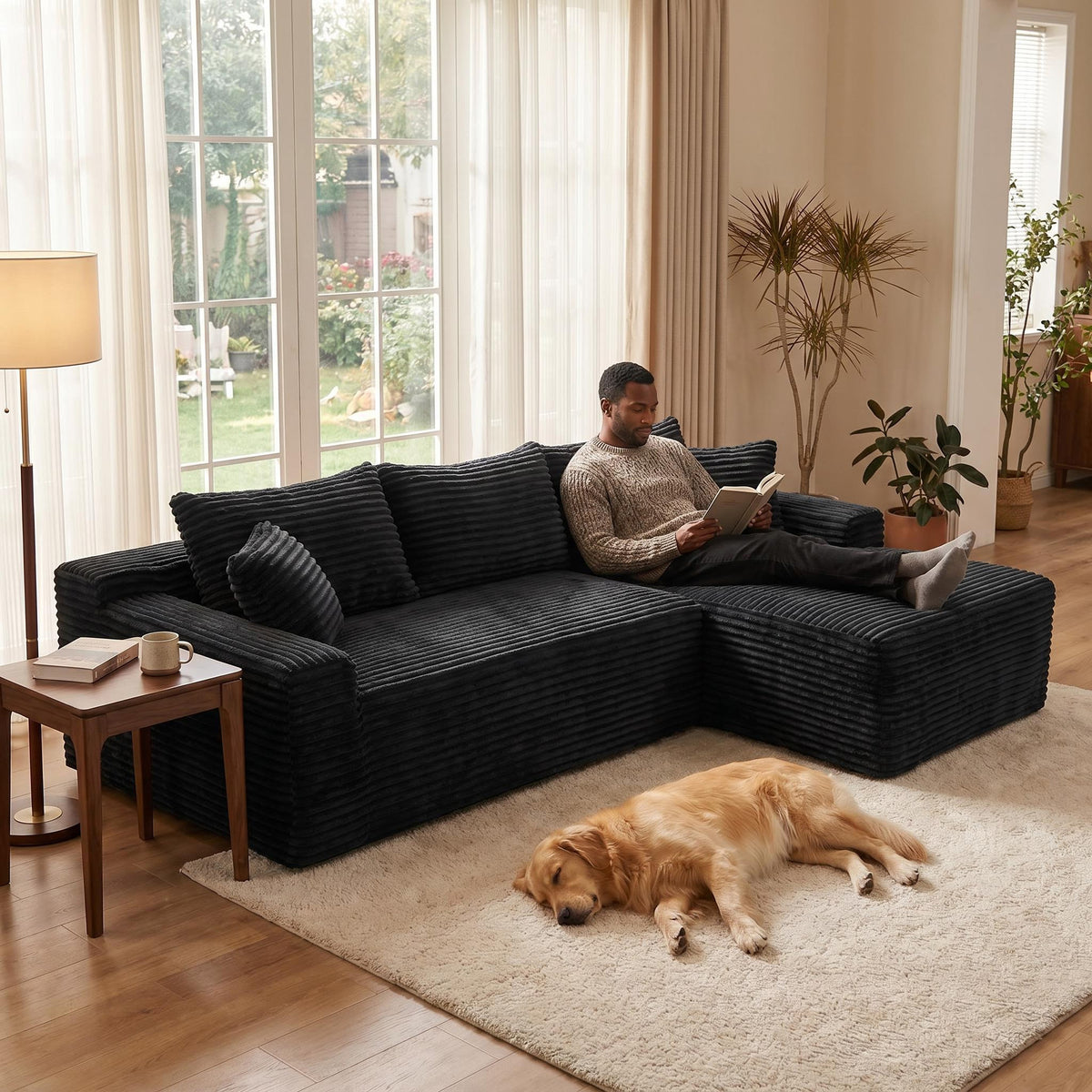 106.3' Cloud Modular Sectional Sofa Couch with L-Shape Chaise,Modern Minimalist Upholstered Couches for Living Room Bedroom,Deep Seat Corner Couch,No Assembly Required - Grand Goldman Shop