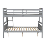 Gray Twin over Full Bunk Bed with Ladder and Safety Guardrail, Pine Wood and MDF, 79.3''L x 57.1''W x 61.3''H - Grand Goldman Shop