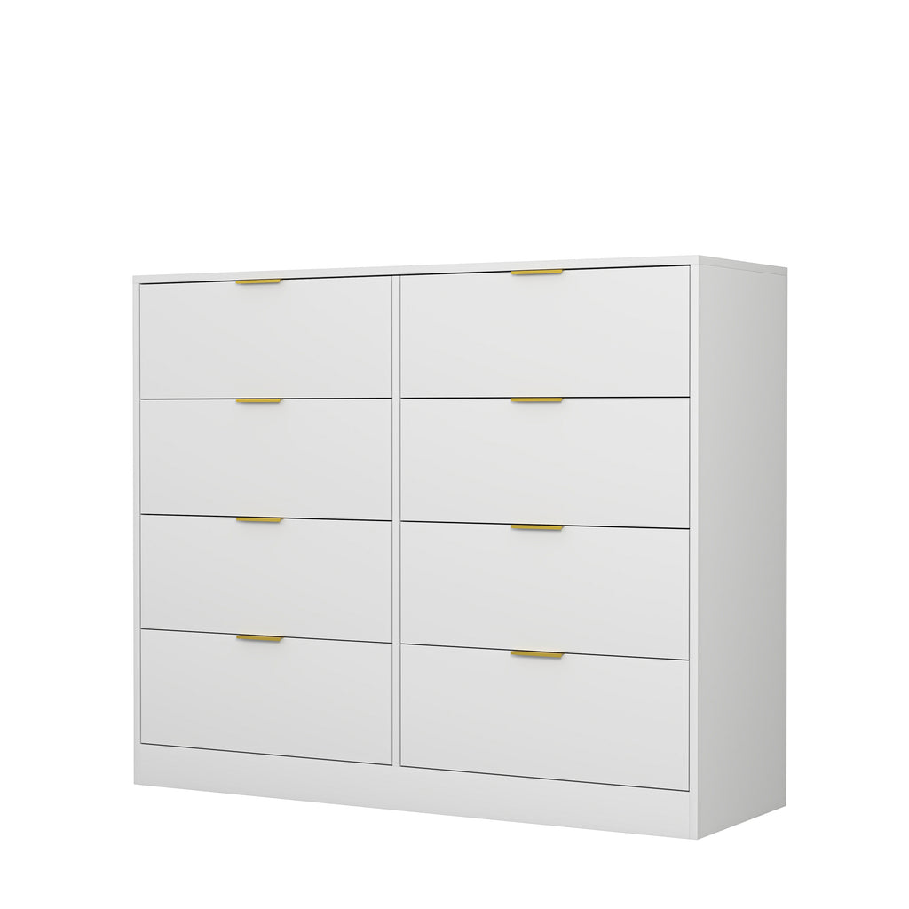 8 Drawers Dresser for Bedroom, Wood Bedroom Dresser Modern Drawer Chest, 8 Chest of Drawer, Tall Dresser for Closet, Dressers Organizer for Living Room, Closet, Hallway White - Grand Goldman Shop