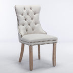 Nikki Collection Modern, High-end Tufted Solid Wood Contemporary Flax Upholstered Dining Chair with Wood Legs Nailhead Trim 2-Pcs Set,Gray, SW6801BG - Grand Goldman Shop