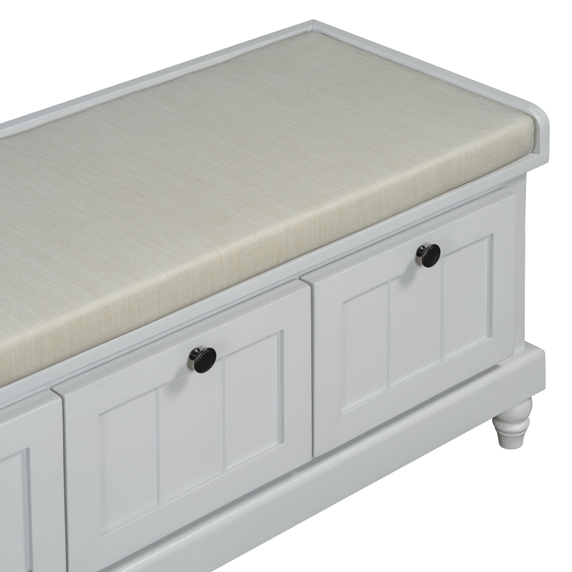 TREXM Classic Shoe Bench with Cushion and Three Drawers, Fluted Entryway Bench with Storage for Living Room, Entryway, and Hallways (Light Gray, OLD SKU: N715P207812E ) - Grand Goldman Shop