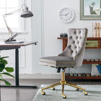 A&A Furniture Office Chair,Velvet Upholstered Tufted Button Home Office Chair with Golden Metal Base,Adjustable Desk Chair Sw