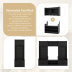 4-in-1 Detachable Hall Tree with Storage and 7 Hooks, Multiple Functions Hallway Coat Rack with Storage Drawers and Cabinet, Black Shoe Bench for Entryway Hallway - Grand Goldman Shop