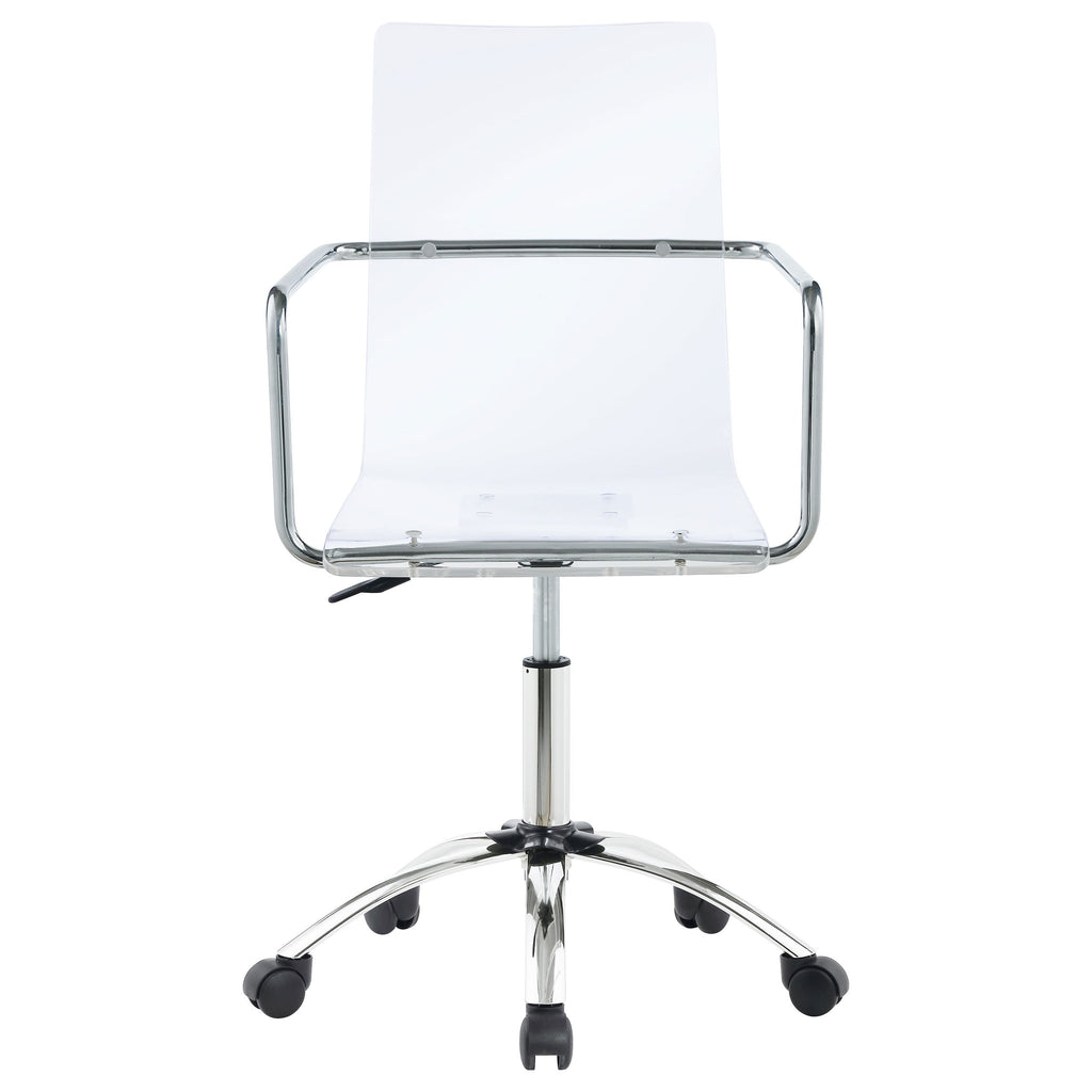 Clear and Chrome Acrylic Office Chair with Caster Wheels - Futuristic Design, Adjustable Height, Durable Metal Frame | Premiu