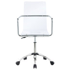 Clear and Chrome Acrylic Office Chair with Caster Wheels - Futuristic Design, Adjustable Height, Durable Metal Frame | Premiu