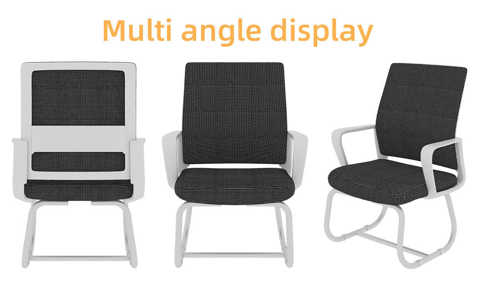 Minimalist Modern Office Chair with Metal Frame, Soft Mesh Backrest, Comfortable Polyurethane Cushion, White+Black, Suitable 
