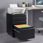 3-Drawer Mobile File Cabinet with Lock, 5 Wheels (2 Brakes + Anti-Tip),Cold Rolled Steel Fully Assembled Metal Filing Cabinet