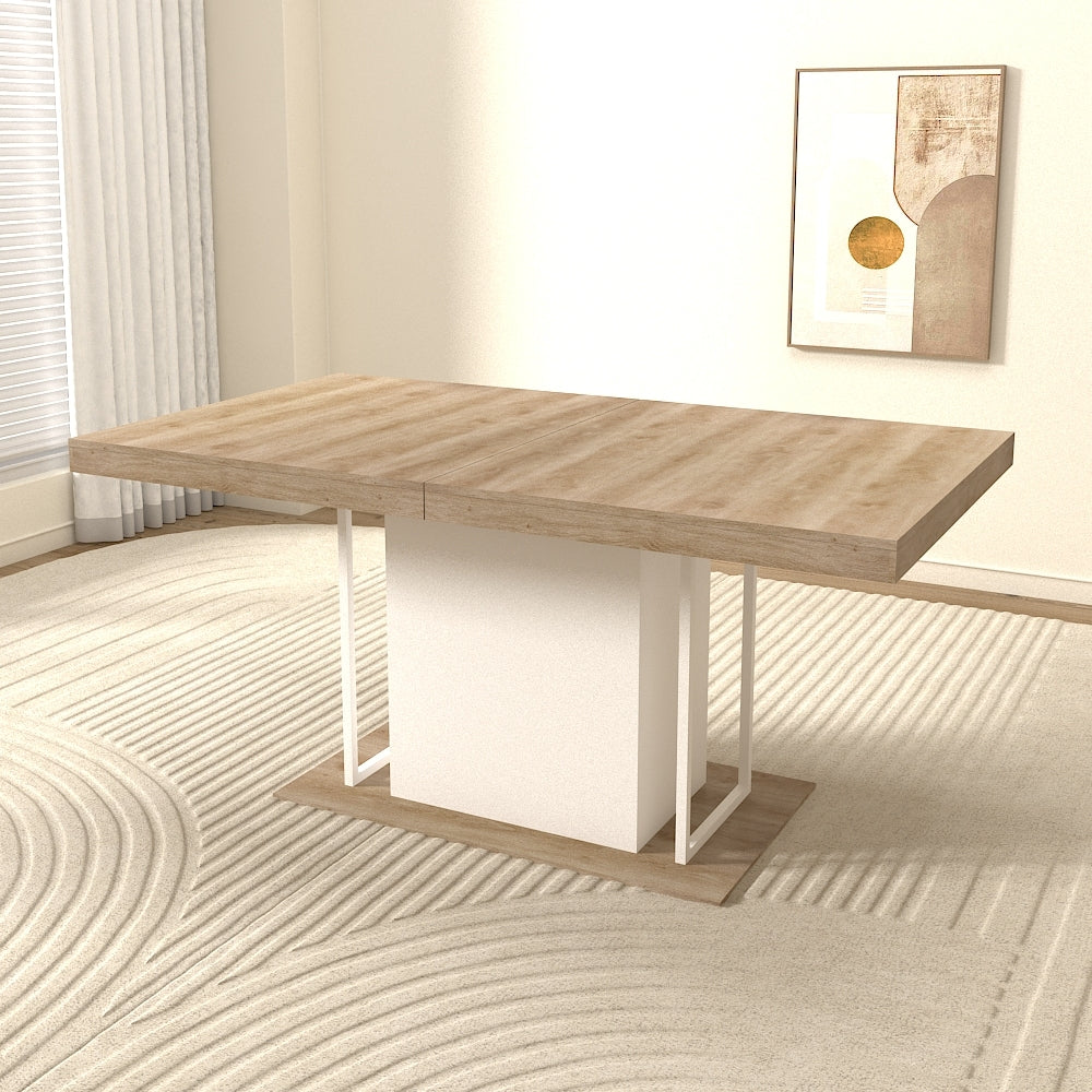 Rectangle extendable dining table for 6-10 people aged effect wood 160-200 cm - Grand Goldman Shop