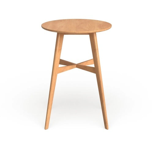 Mid-Century Modern Round Bar Table – 42' High Bar Table with Tapered Legs for Kitchen, Dining Room or Home Bar, Natural Oak - Grand Goldman Shop