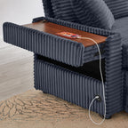 Comfortable Fluffy Corduroy Lazy Sofa, Storage Space for Big Loveseat, Super Soft Chaise Lounge with Double Ottomans and Table Board,Suitable for Chailiving - Grand Goldman Shop