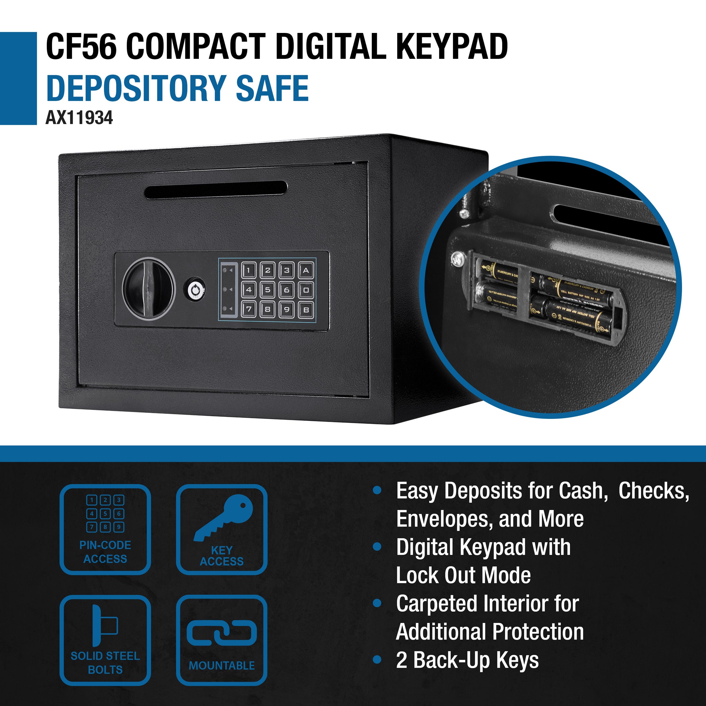 Compact Keypad Depository Safe | Premium Home Decor - Grand Goldman