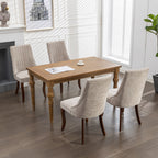 Rayon Cloth Flocking Linen Dining Chairs Channel Kitchen Dinner Chair Comfy Fabric Upholstered Accent Chair for Dining Room with Curved Solid Wood Legs,Set of 2 (Beige), SW1847BG - Grand Goldman Shop