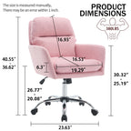 Pink PU Leather Office Chair with Adjustable Height, Black Base, Ergonomic Design for Office, Bedroom, and Dressing Table - G