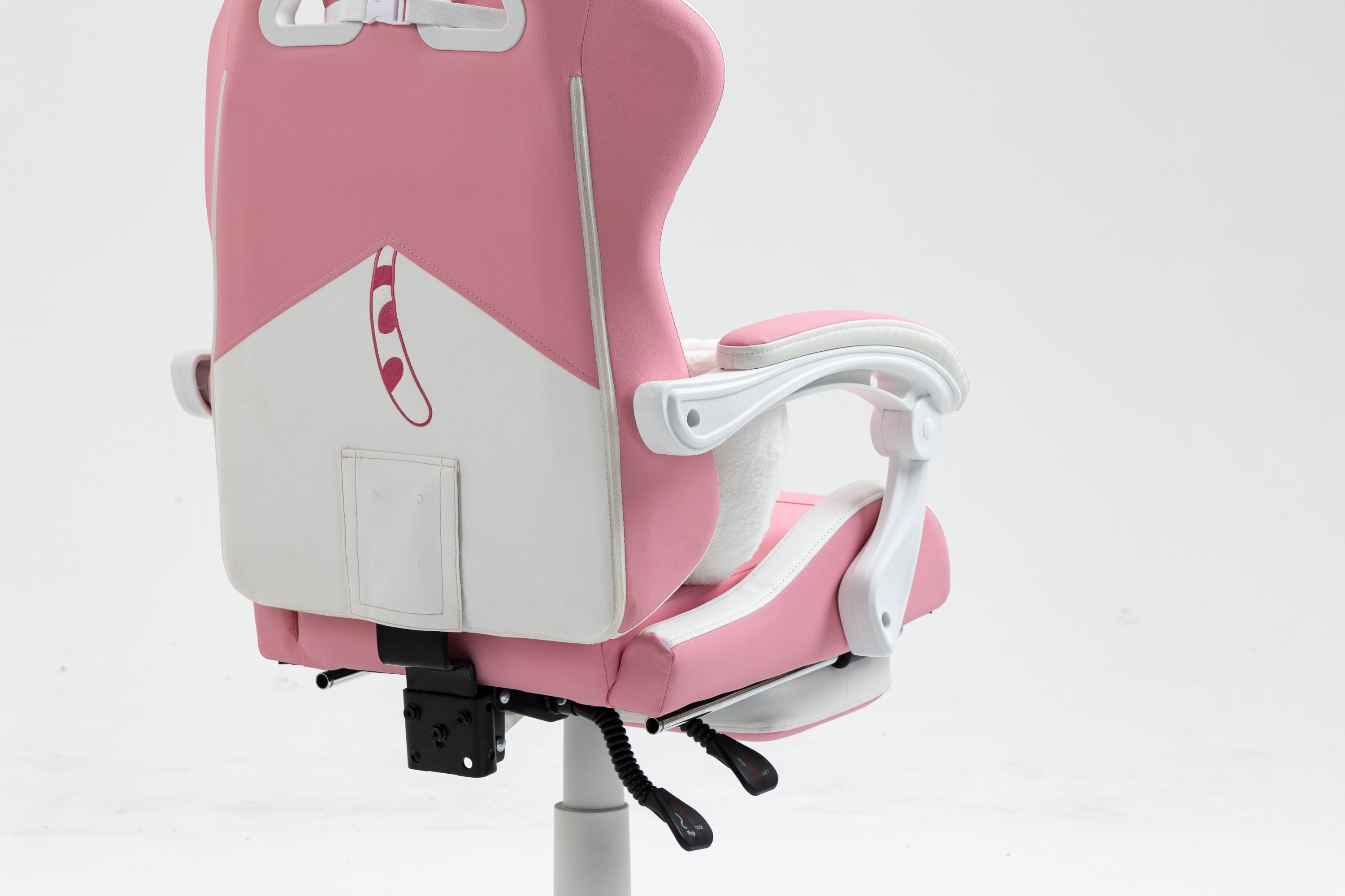 Cat Ears Pink Gaming Chair - Pink PU Leather Ergonomic Reclining Office Chair with Footrest, 310lb Capacity, 6-Position Recli
