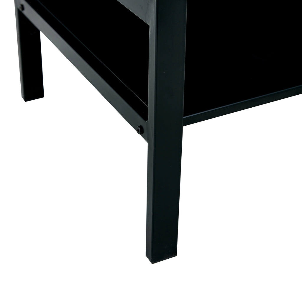 Modern Simple Lift Top Coffee Table with 2-Layer Tempered Glass in Black for Living Room - Grand Goldman Shop