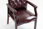 Leather Reception Guest Chairs  W/Padded Seat and Arms Ergonomic Mid-Back Office Executive Side Chair for Meeting Waiting Roo