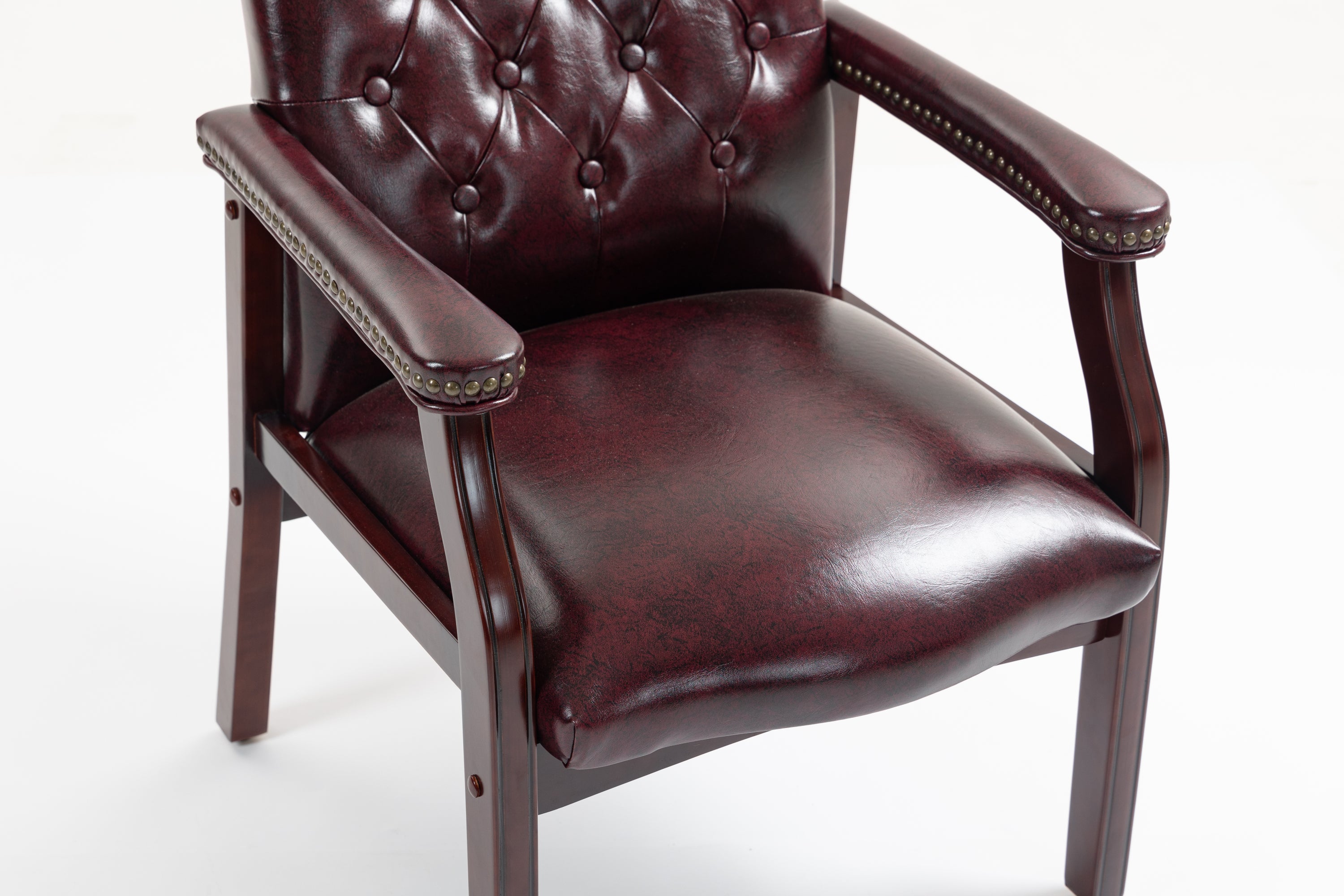 Leather Reception Guest Chairs  W/Padded Seat and Arms Ergonomic Mid-Back Office Executive Side Chair for Meeting Waiting Roo