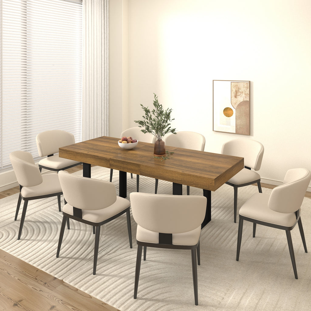 Rectangle extendable dining table for 6-10 people aged effect wood and black 160-200 cm - Grand Goldman Shop