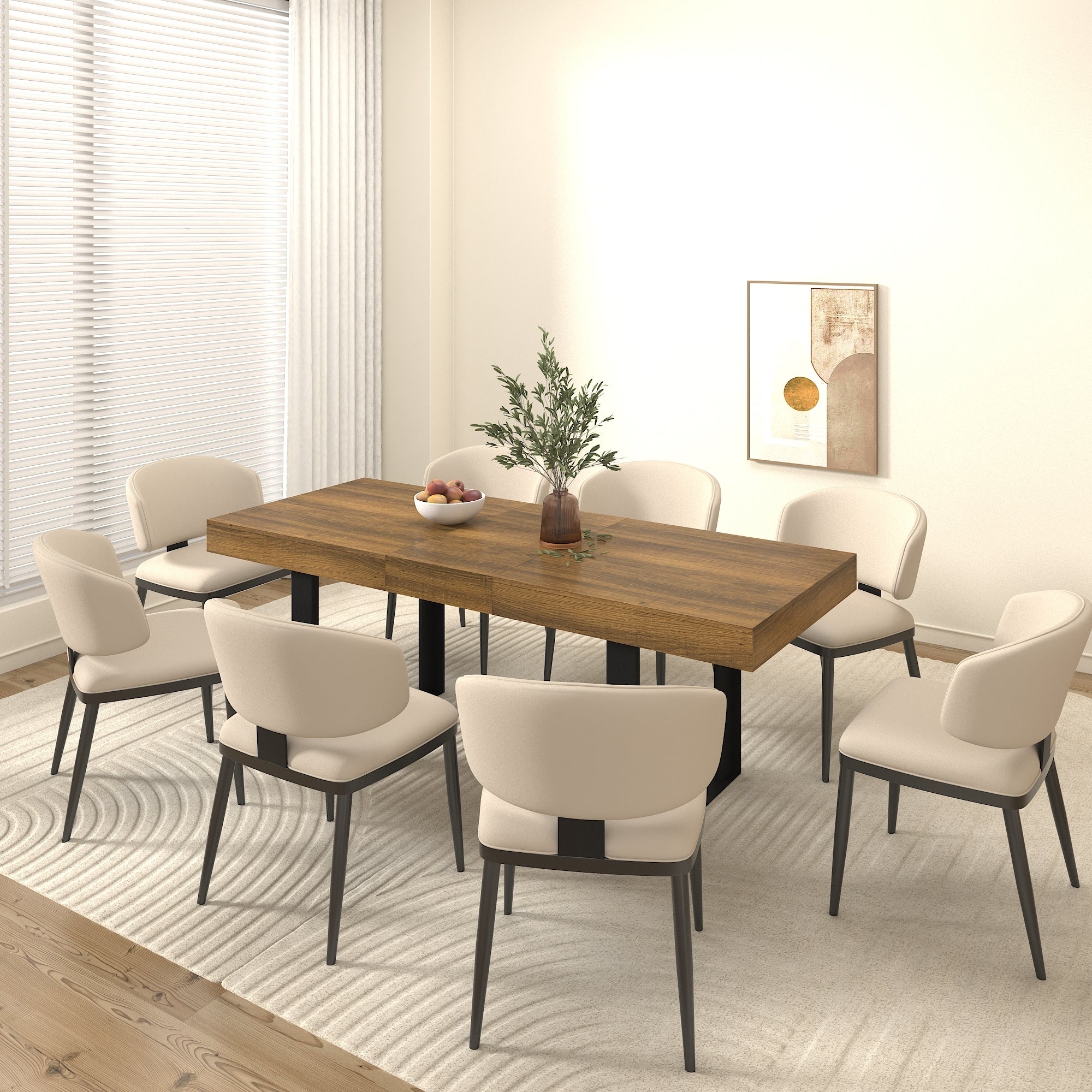 Rectangle extendable dining table for 6-10 people aged effect wood and black 160-200 cm - Grand Goldman Shop