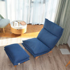 Modern Dark Blue Metal Frame Foldable Reclining Floor Chair – Lazy Leisure Sofa for Balcony or Bedroom - Grand Goldman Shop