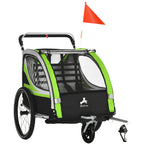 Aosom 3-in-1 Walk/Jog/Ride Child Baby Bike Trailer for Kids 2 Seater, High-Visibility Bike Stroller for Toddler Wagon, Weathe