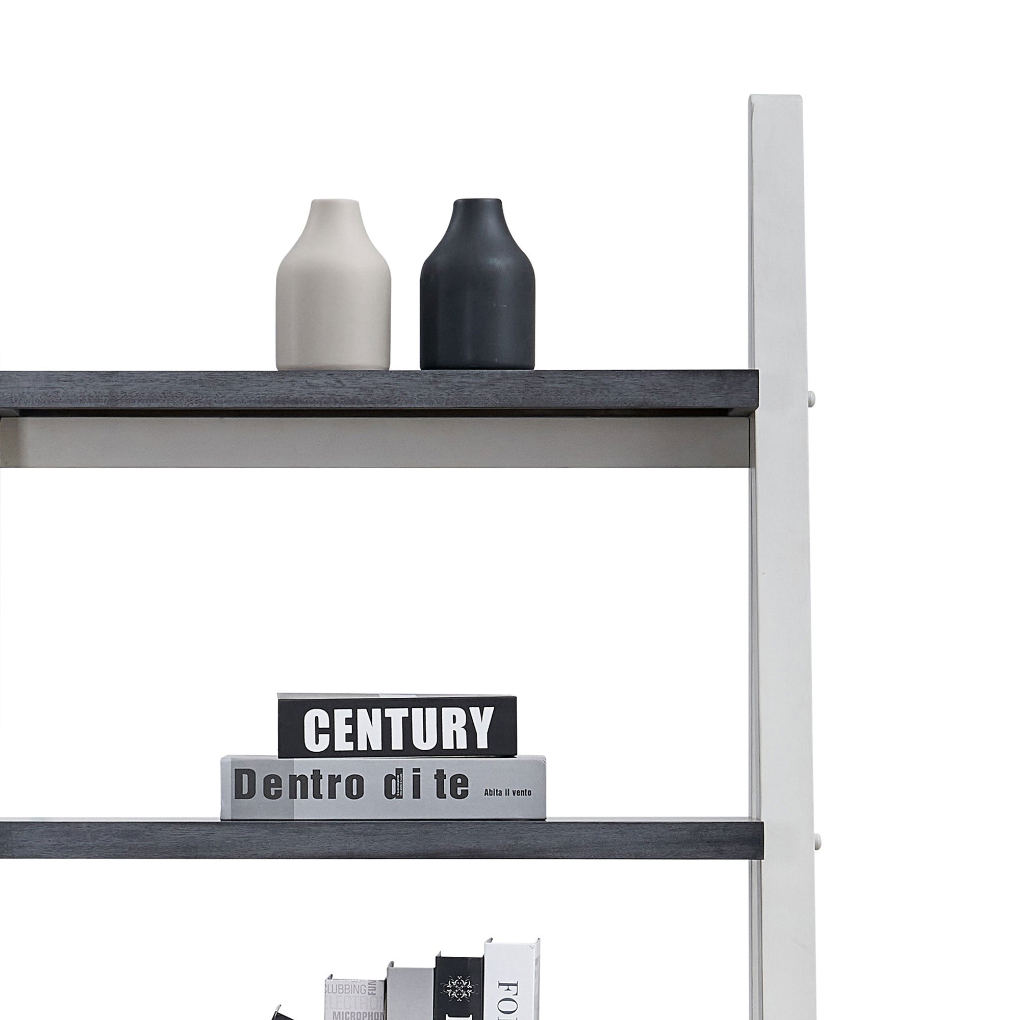 5-Tier Shelves,Bookshelf, Storage Rack, Bookcase with Rubber Wood Frame, Ladder Shelf for Living Room, Home Office, Kitchen, 