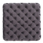 Modern Glam Velvet Ottoman with Button-Tufted Diamond Stitch Design in Grey - Grand Goldman Shop