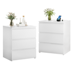 (Set of 2)3 Drawer Dresser, Small Dresser for Closet, Wooden White Nightstand for Bedroom, Chest of Drawers Side Table Storage Cabinet for Home Office , Each box Contains Two Side Tables - Grand Goldman Shop