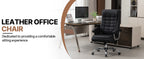 Executive Office Chair High Back PU Leather Desk Chair with Spring Seat Cushion, Ergonomic Swivel Computer Chair with Chrome 