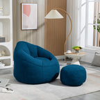 Bedding Bean Bag Sofa Chair with High-Pressure Foam and Footrest, Blue Microfiber - Grand Goldman Shop
