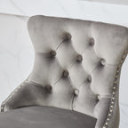 Swivel Velvet Barstools with Button Tufted Decoration and Wooden Legs, and Chrome Nailhead Trim, Leisure Style Bar Chairs,Bar stools, Set of 2 (Gray),SW1860GY - Grand Goldman Shop
