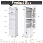 360° Rotating White Makeup Cabinet with Full-Length Mirror, Jewelry Storage, Coat Rack, 4 Open Shelves, 2 Built-In Shelves, MDF and Glass - Grand Goldman Shop