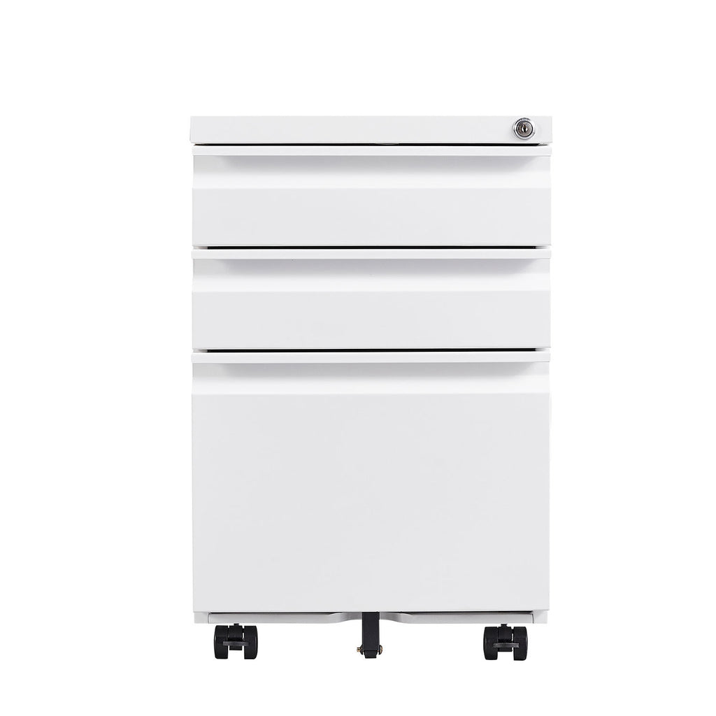 3-Drawer Mobile File Cabinet with Lock, 5 Wheels (2 Brakes + Anti-Tip),Cold Rolled Steel Fully Assembled Metal Filing Cabinet