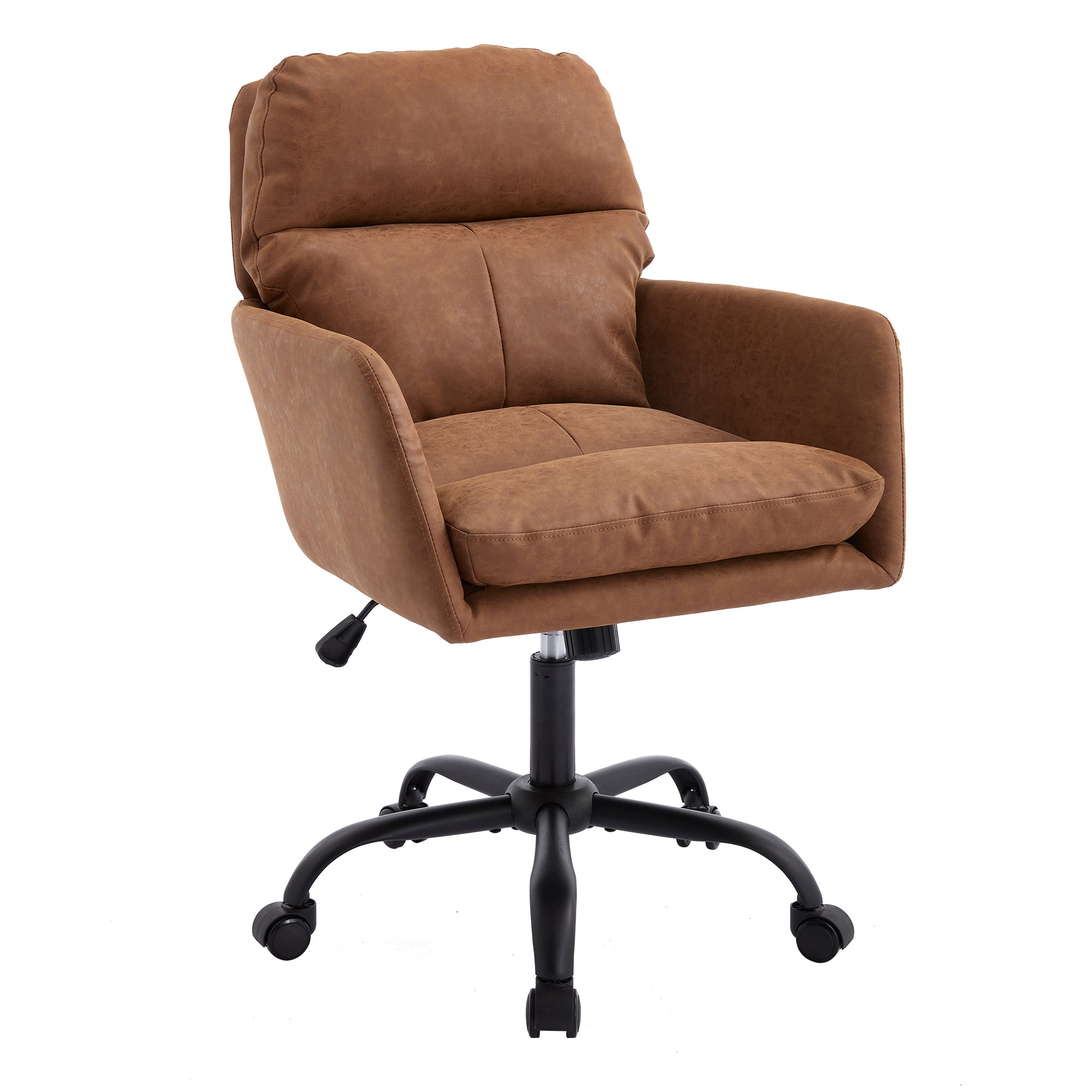 Brown PU Leather Office Chair with Adjustable Height, Suitable for Home and Office Use | Premium Home Decor - Grand Goldman