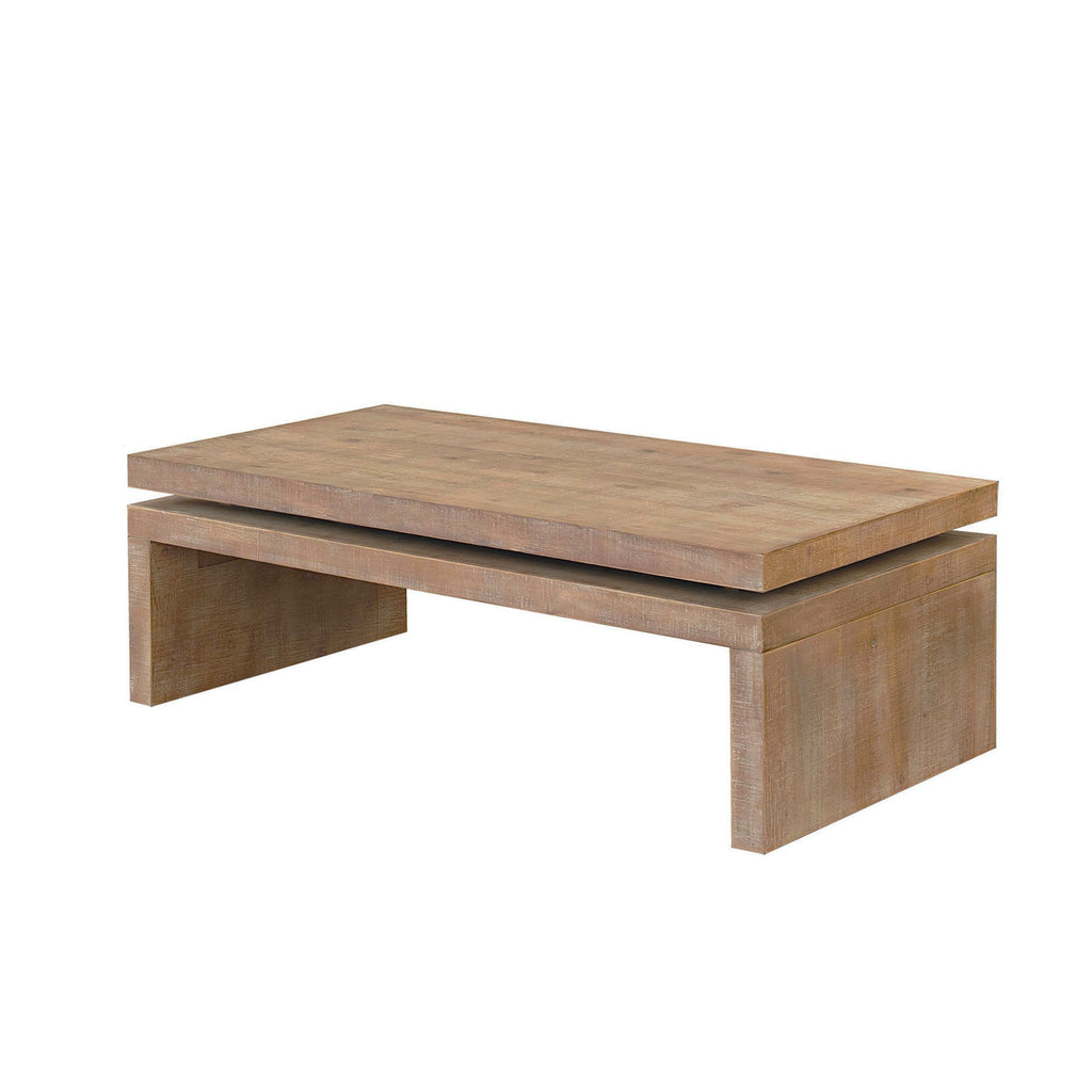 Modern Rustic Wood Coffee Table – Rectangular Living Room Center Table with Floating Top Design 47.6' L * 23.6' W * 16.3' H - Grand Goldman Shop