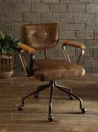 Hallie Vintage Whiskey Top Grain Leather Office Chair | Premium Home Decor - Grand Goldman