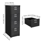 4 Drawer File Cabinet with Lock, Metal Vertical Filing Storage Cabinets for Home Office, Heavy-Duty Cabinet with Detachable H