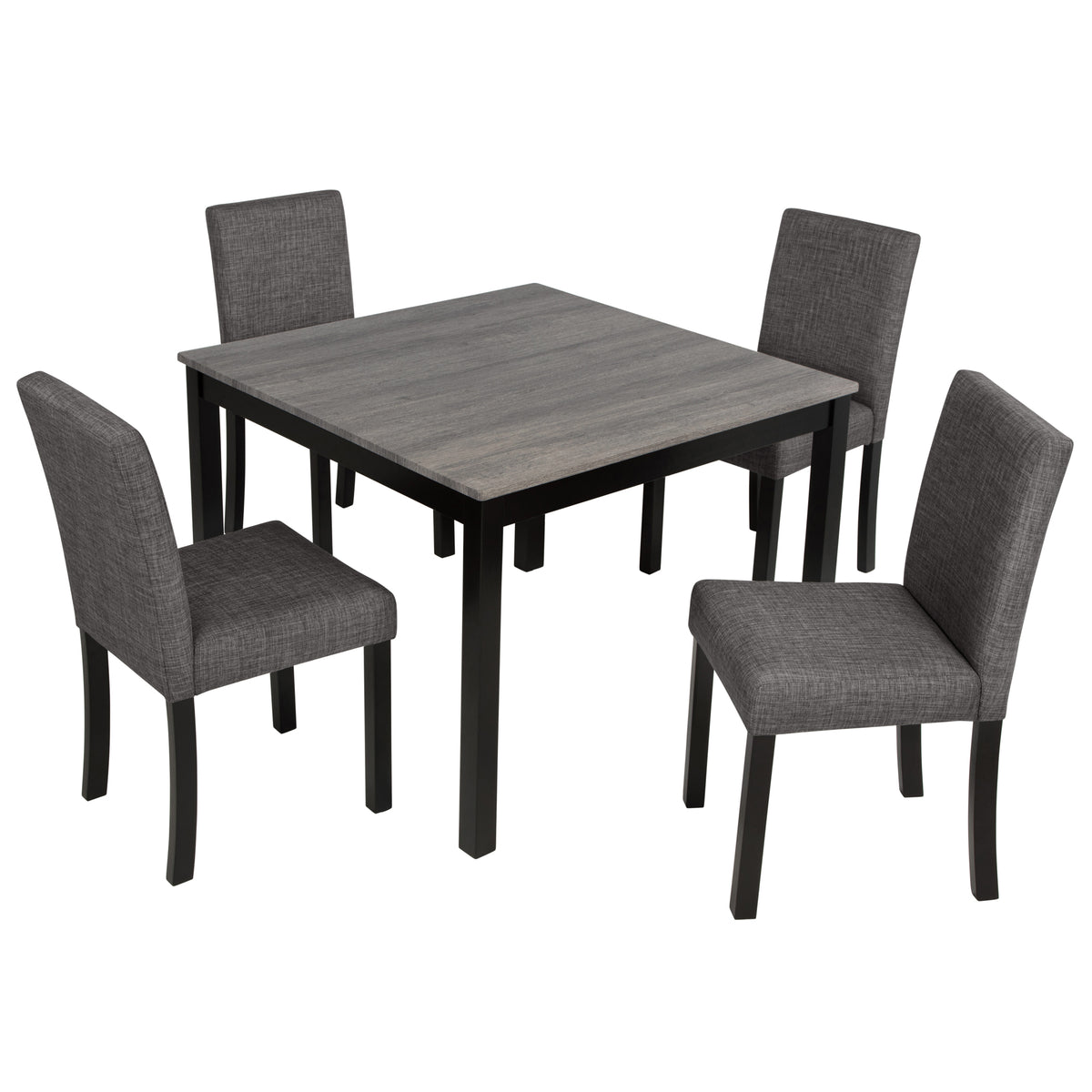 Modern 5-Piece Dining Table Set with 4 Chairs for Kitchen or Dining Room – Light Grey & Black Two-Tone - Grand Goldman Shop