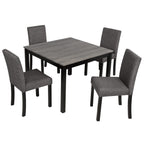 Modern 5-Piece Dining Table Set with 4 Chairs for Kitchen or Dining Room – Light Grey & Black Two-Tone - Grand Goldman Shop