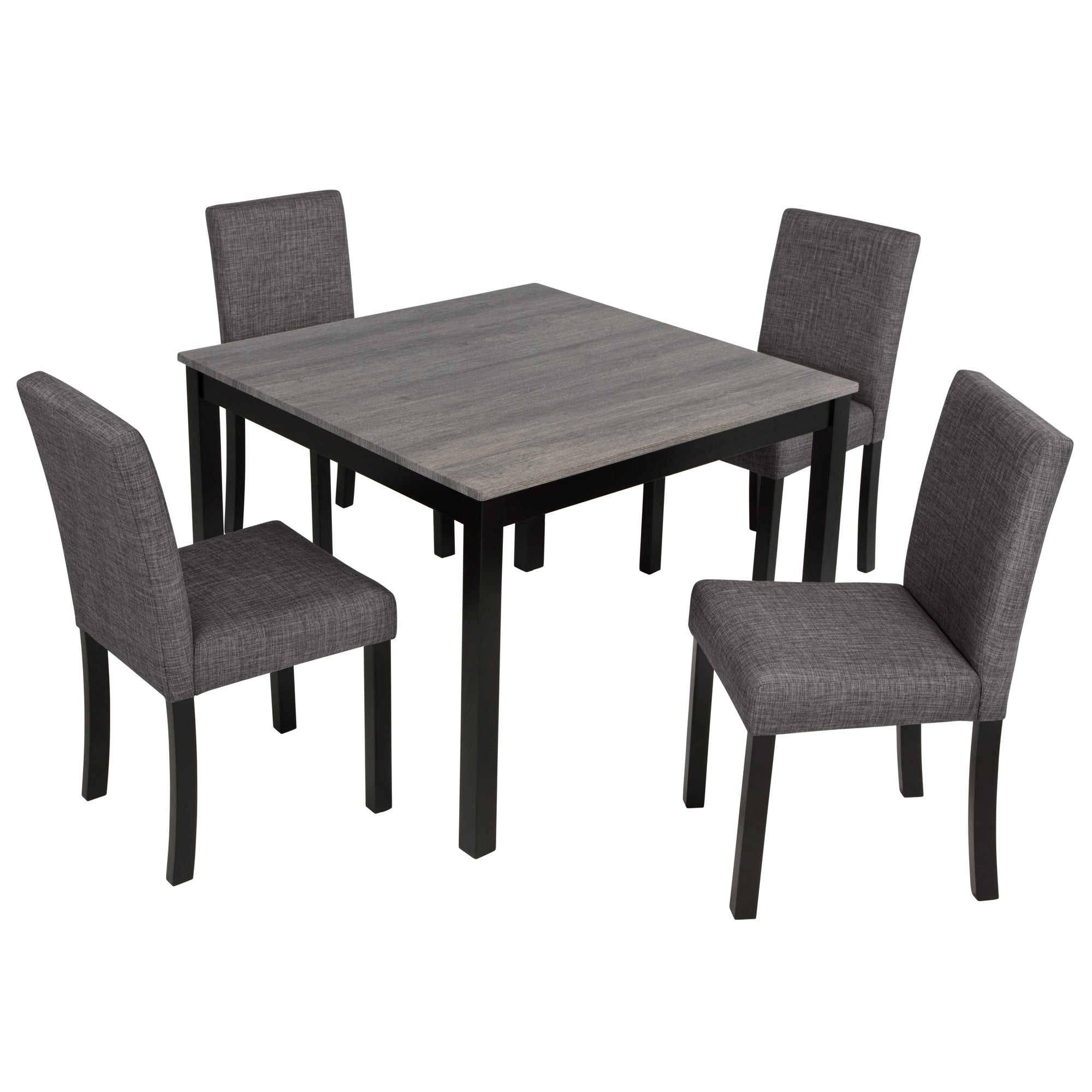 Modern 5-Piece Dining Table Set with 4 Chairs for Kitchen or Dining Room – Light Grey & Black Two-Tone - Grand Goldman Shop