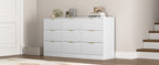 White 9 Drawer Dresser, 63' Large Deep Chest of Drawers, Wooden Dresser Storage Cabinet with 9 Drawers for Bedroom, Long Dressers for Living Room, Hallway, Drawer panel with wavy patterns - Grand Goldman Shop