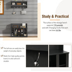 ON-TREND Shoe Storage Bench with Shelves and 4 Hooks, Elegant Hall Tree with Wall Mounted Coat Rack, Entryway Organizer For Hallway, Foyer, Mudroom, Black - Grand Goldman Shop