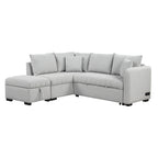 Modern L-shaped Sectional Pull Out Sofa Bed with USB Ports & Storage Ottoman, Gray Jacquard Fabric, 82.6' - Grand Goldman Shop