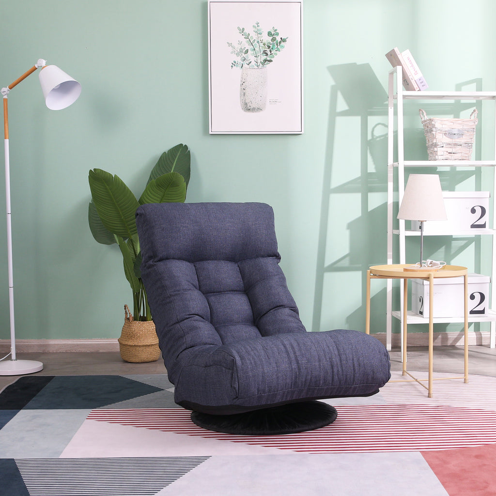 Navy Adjustable Japanese Reclining Floor Chair Sofa with Metal Frame for Living Room & Balcony - Grand Goldman Shop
