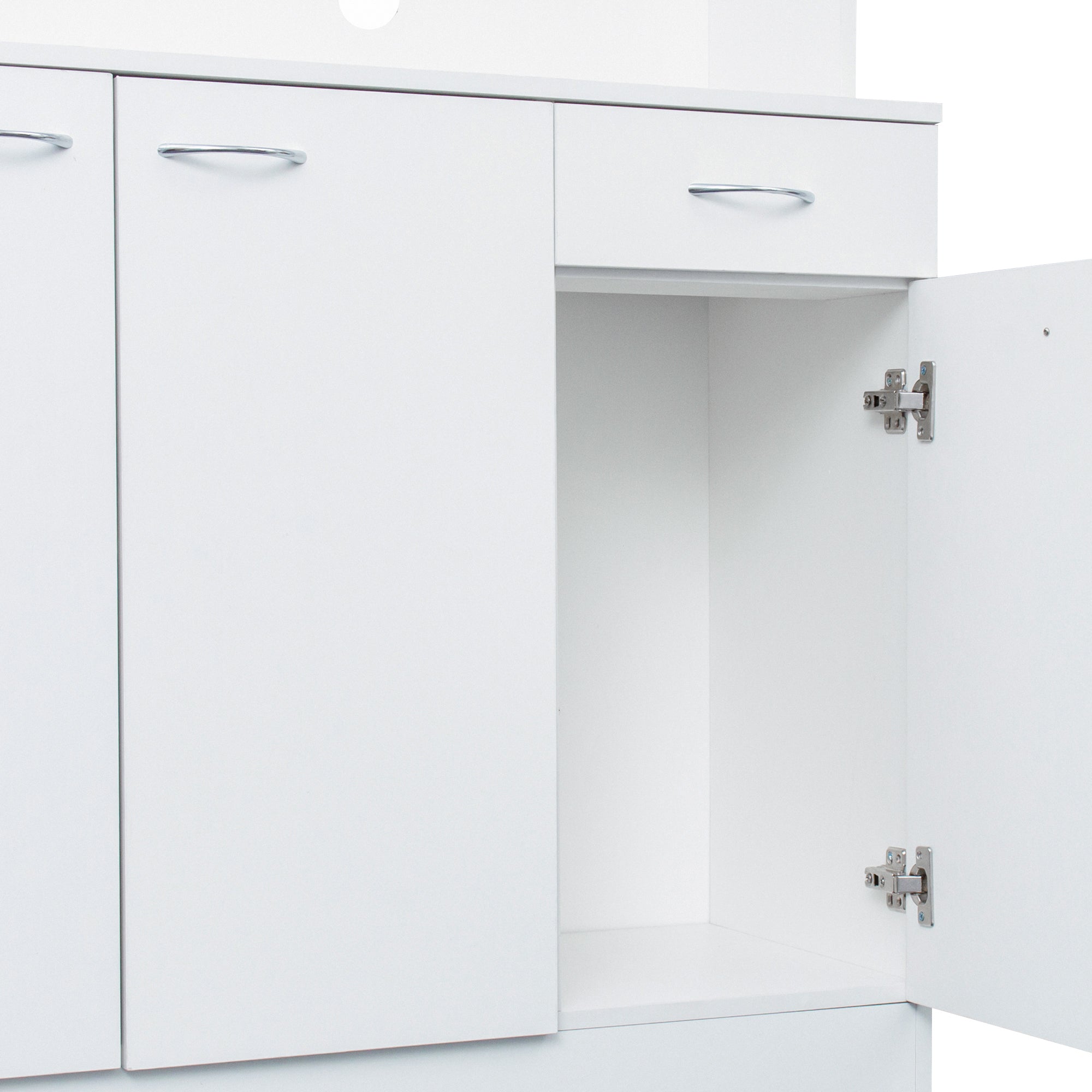 70.87' Tall Wardrobe& Kitchen Cabinet, with 6-Doors, 1-Open Shelves and 1-Drawer for bedroom,White - Grand Goldman Shop