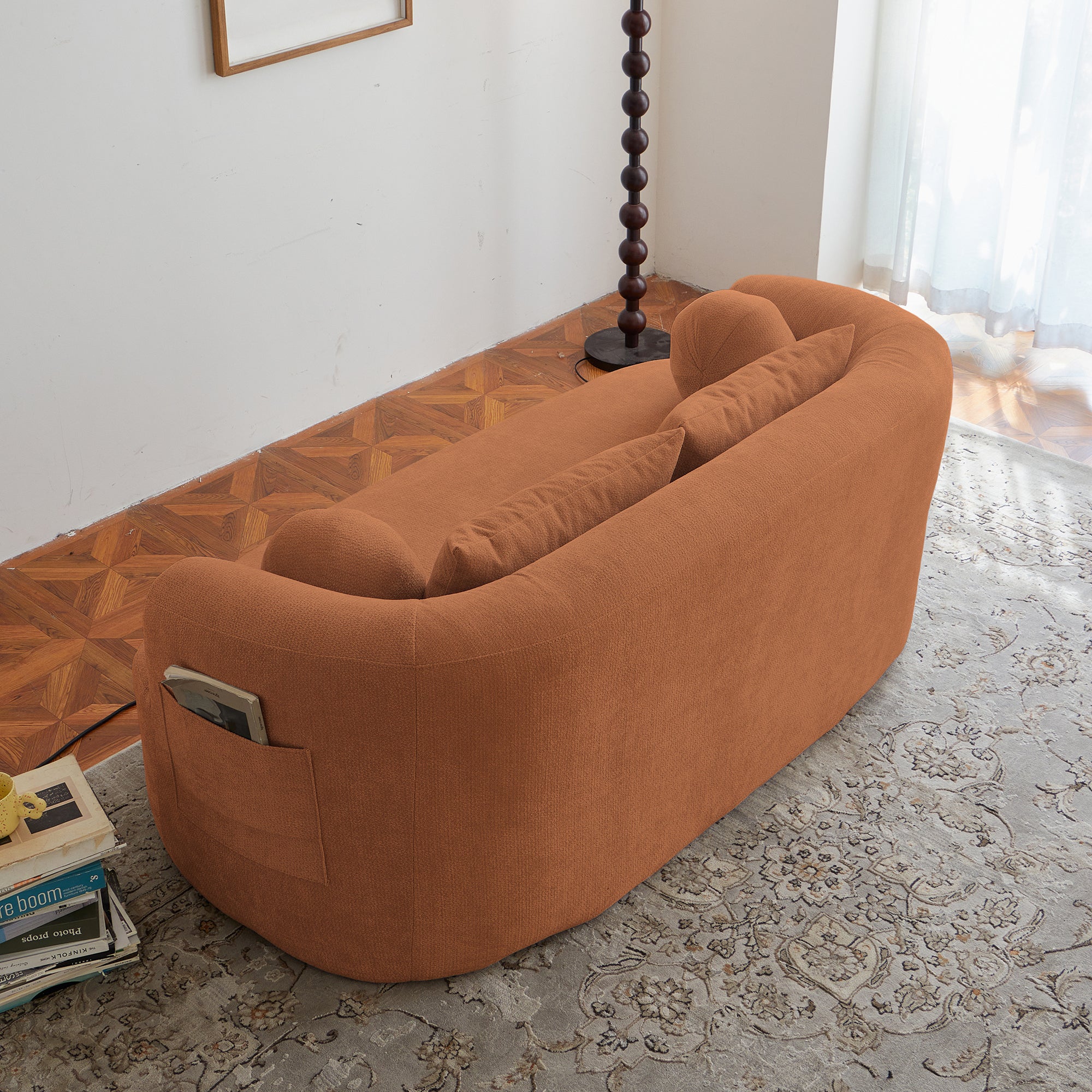 Sofa-in-a-Box, Memory Foam 2-Seater Couch, No Installation & Easy to Transport, Deep Seat Modern Sofa with chenille Fabric, Couch for Living Room, Bedroom, Apartment, Home Office,Orange - Grand Goldman Shop