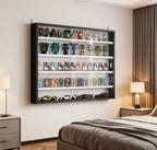 Black Wall-Mounted Display Case with Large Capacity,Clear Door for a Stunning Collectible Showcase - Grand Goldman Shop
